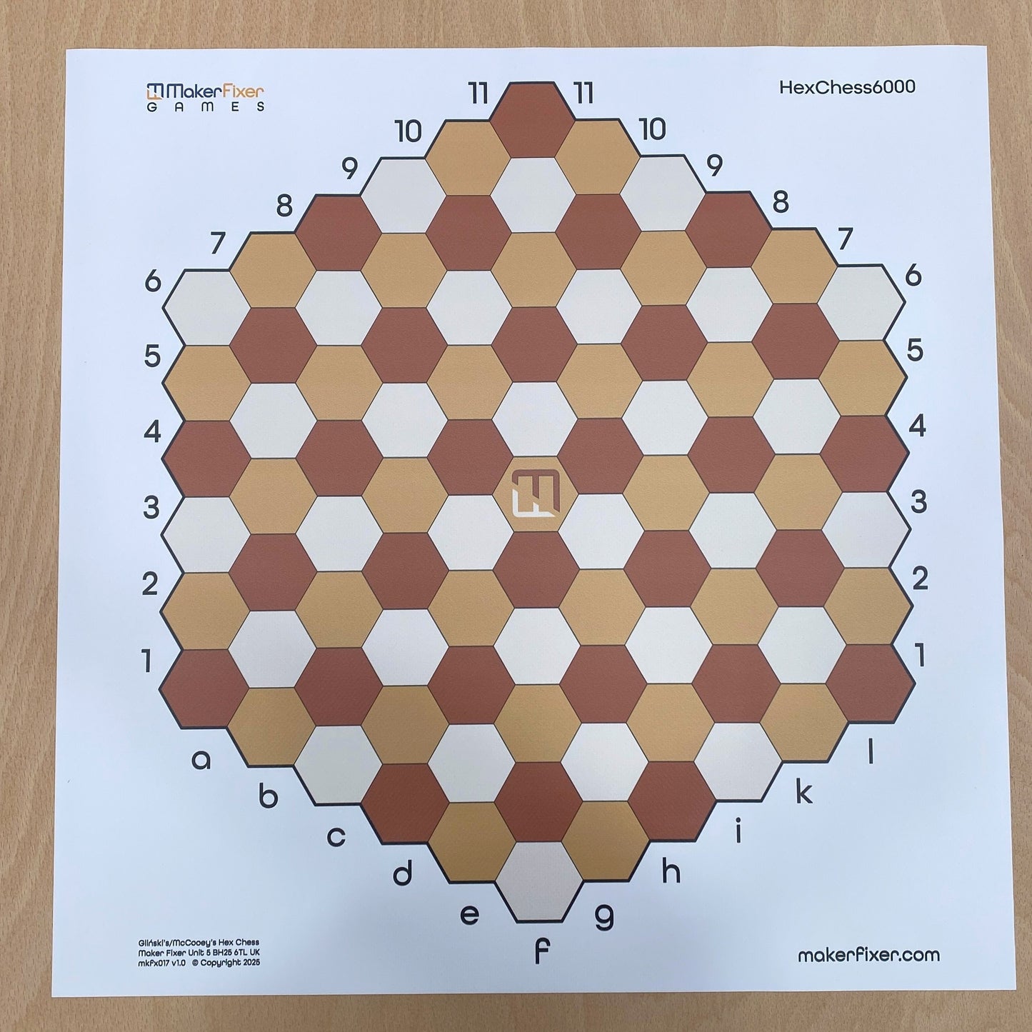 Hexagonal Chess Board Made from Roll-up Flexible Vinyl Fabric 500x500mm