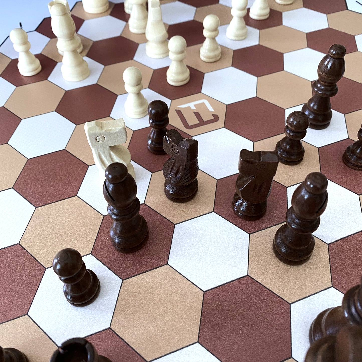 Hexagonal Chess Board Made from Roll-up Flexible Vinyl Fabric 500x500mm