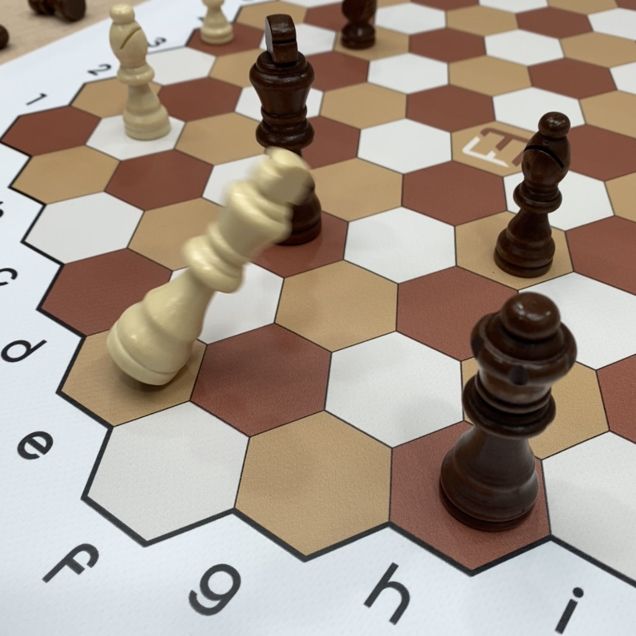 Hexagonal Chess Board Made from Roll-up Flexible Vinyl Fabric 500x500mm