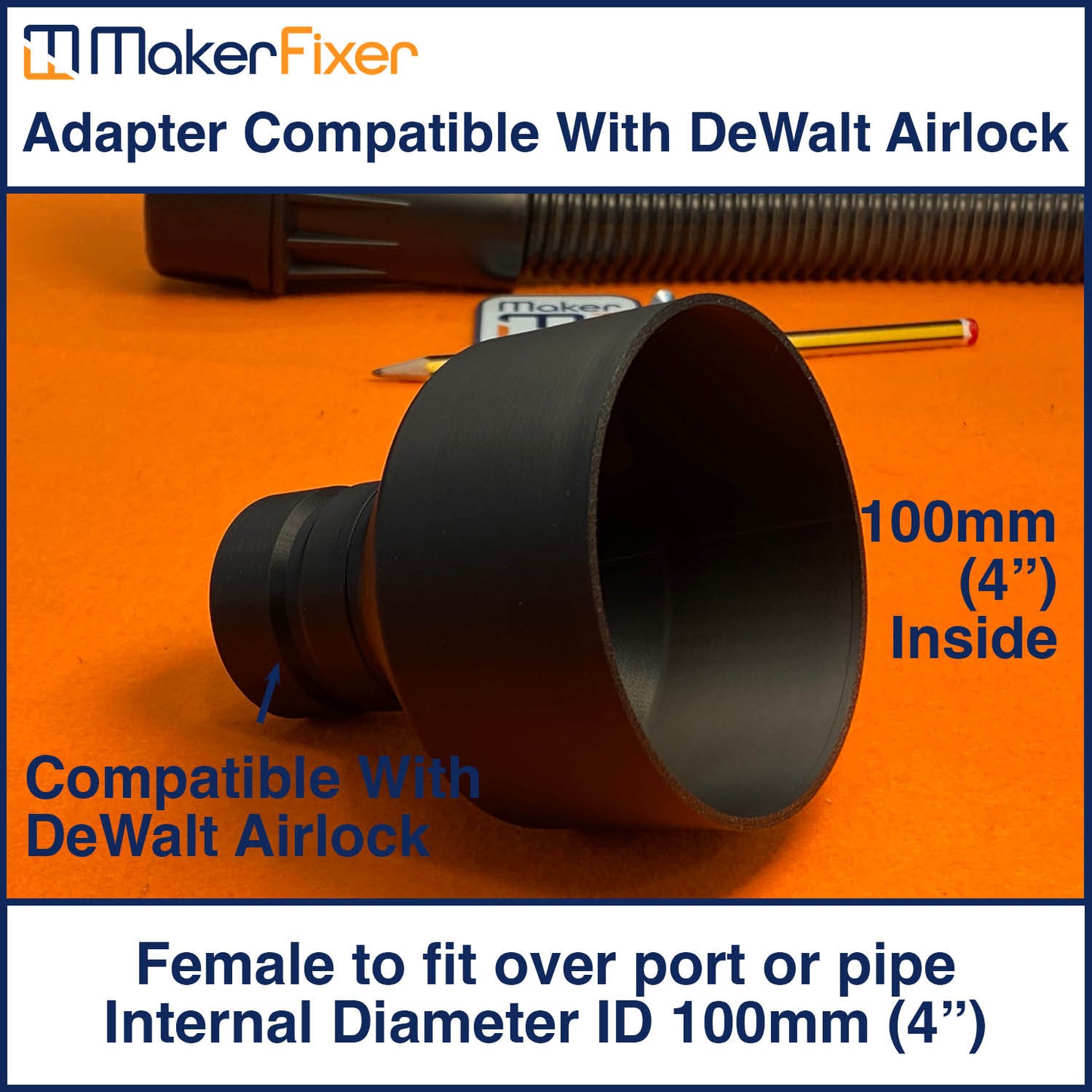 Dust Extraction Adaptor Female ID Various Sizes DeWalt AirLock DWV9000 Compatible
