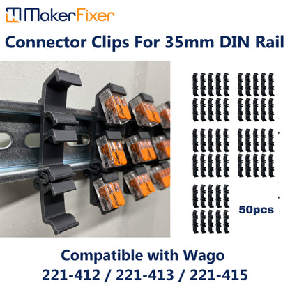 50pcs DIN Rail Mount Clips For Wago 221 Connectors