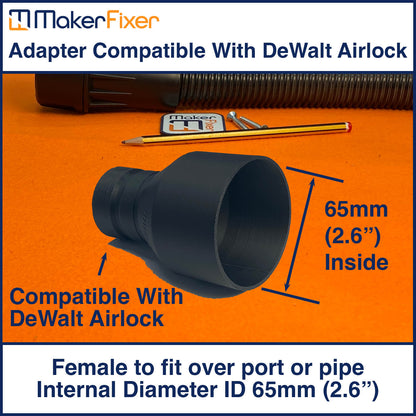 Dust Extraction Adaptor DeWalt AirLock Compatible Male to Female ID Various Sizes