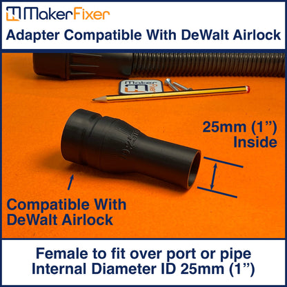 Dust Extraction Adaptor DeWalt AirLock Compatible Male to Female ID Various Sizes