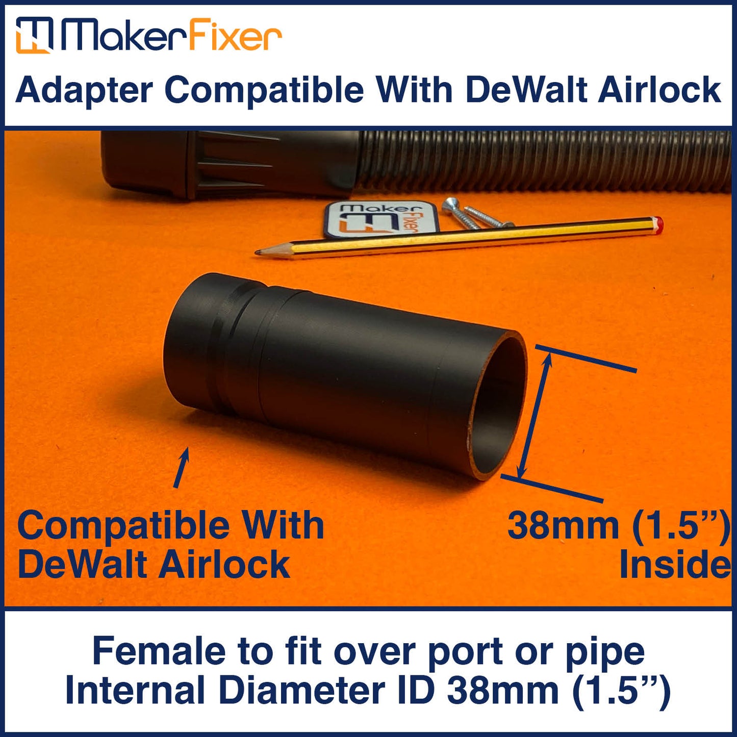 Dust Extraction Adaptor DeWalt AirLock Compatible Male to Female ID Various Sizes