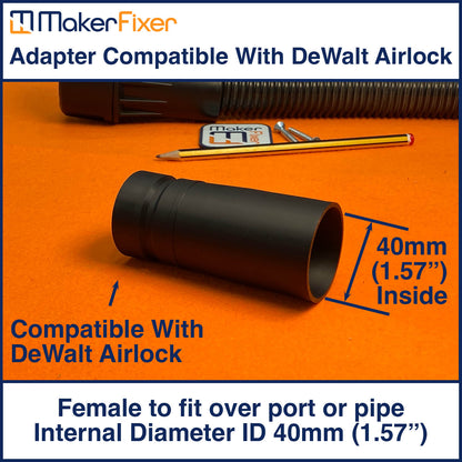 Dust Extraction Adaptor DeWalt AirLock Compatible Male to Female ID Various Sizes