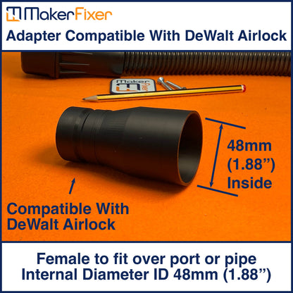 Dust Extraction Adaptor DeWalt AirLock Compatible Male to Female ID Various Sizes