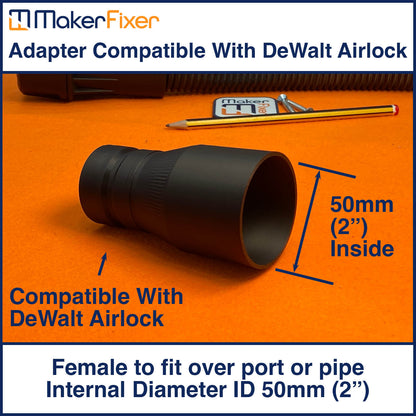 Dust Extraction Adaptor DeWalt AirLock Compatible Male to Female ID Various Sizes