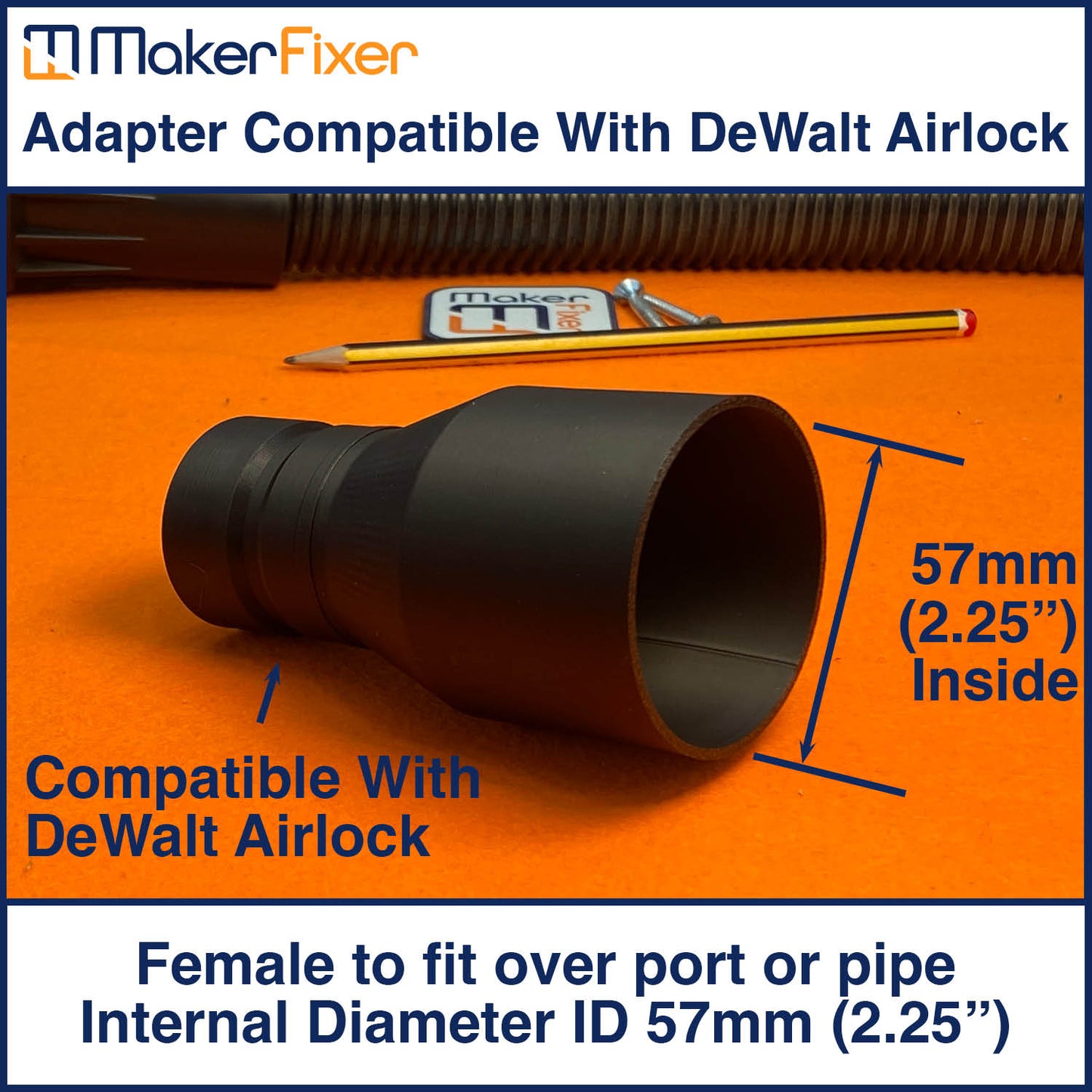 Dust Extraction Adaptor DeWalt AirLock Compatible Male to Female ID Various Sizes