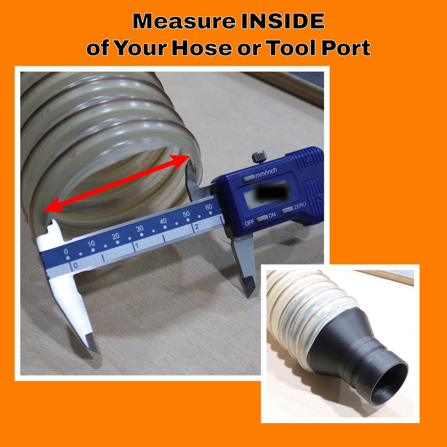 Dust Extraction Adaptor Male OD Various Sizes DeWalt AirLock DWV9000 Compatible