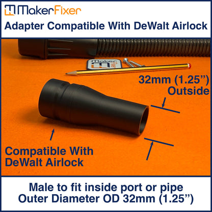 Dust Extraction Adaptor DeWalt AirLock Compatible Male to Male OD Various Sizes
