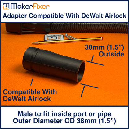 Dust Extraction Adaptor DeWalt AirLock Compatible Male to Male OD Various Sizes