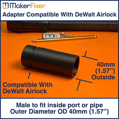 Dust Extraction Adaptor DeWalt AirLock Compatible Male to Male OD Various Sizes