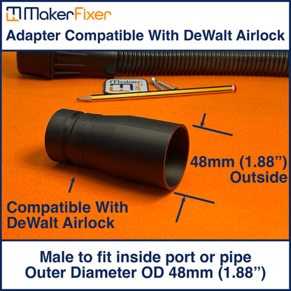 Dust Extraction Adaptor DeWalt AirLock Compatible Male to Male OD Various Sizes