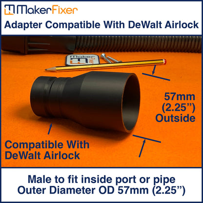 Dust Extraction Adaptor DeWalt AirLock Compatible Male to Male OD Various Sizes