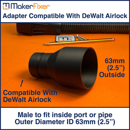 Dust Extraction Adaptor DeWalt AirLock Compatible Male to Male OD Various Sizes