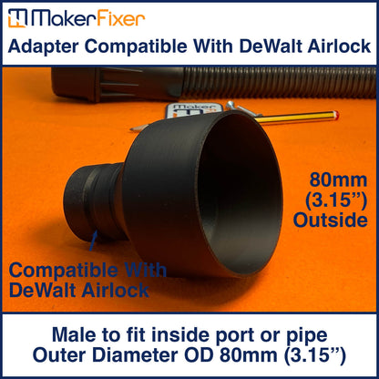 Dust Extraction Adaptor DeWalt AirLock Compatible Male to Male OD Various Sizes