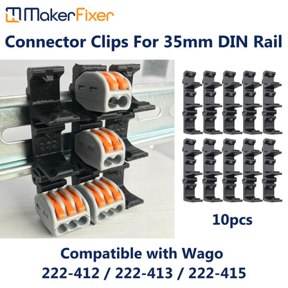 10pcs DIN Rail Mounts For Wago 222 Connectors 3D Printed