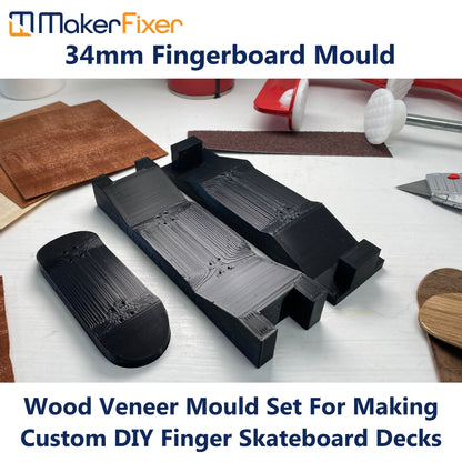 Fingerboard Wood Veneer Mould Clamp Make Tech Deck Finger Skateboard 3D Printed